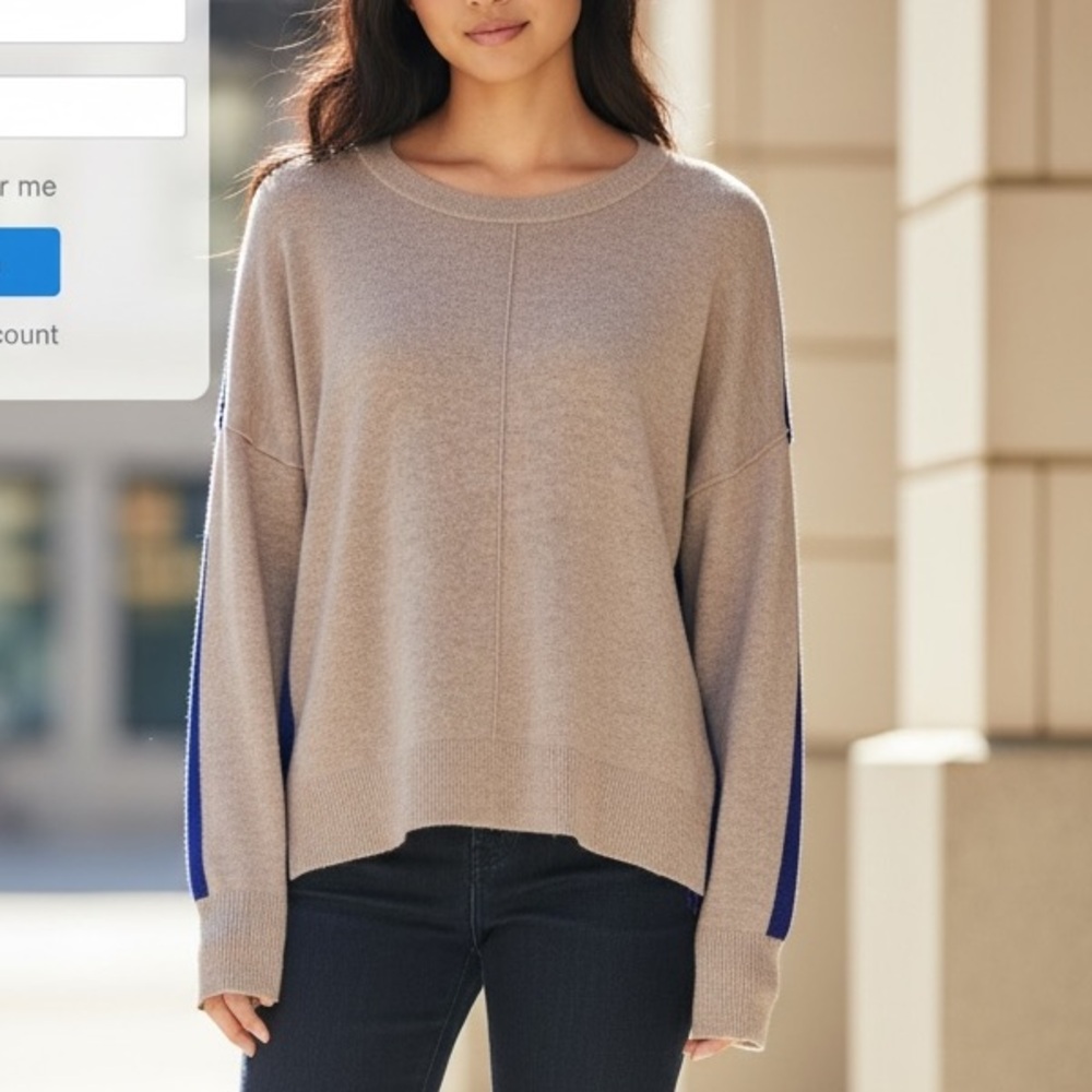 Anthropologie John + Jenn Tan Blue Color Block Sweater Size M